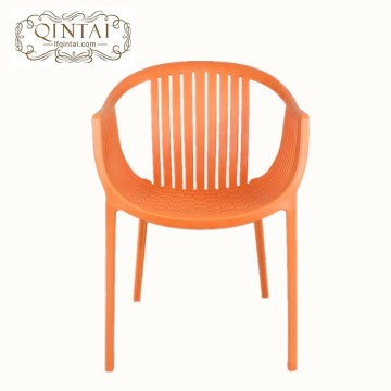 Wholesale good quality woven style hollow reading chair plastic orange leisure PP furniture with arm